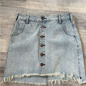 One Teaspoon Light Blue Frayed Denim Skirt